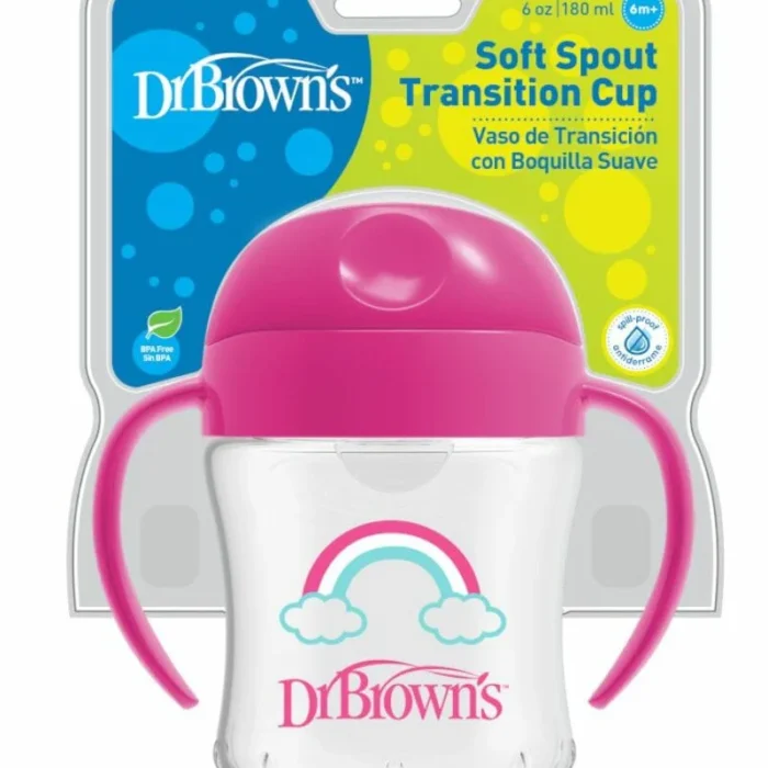 Dr. Brown's Gobelet transition 180ml avec poignées 6M+ - Rose