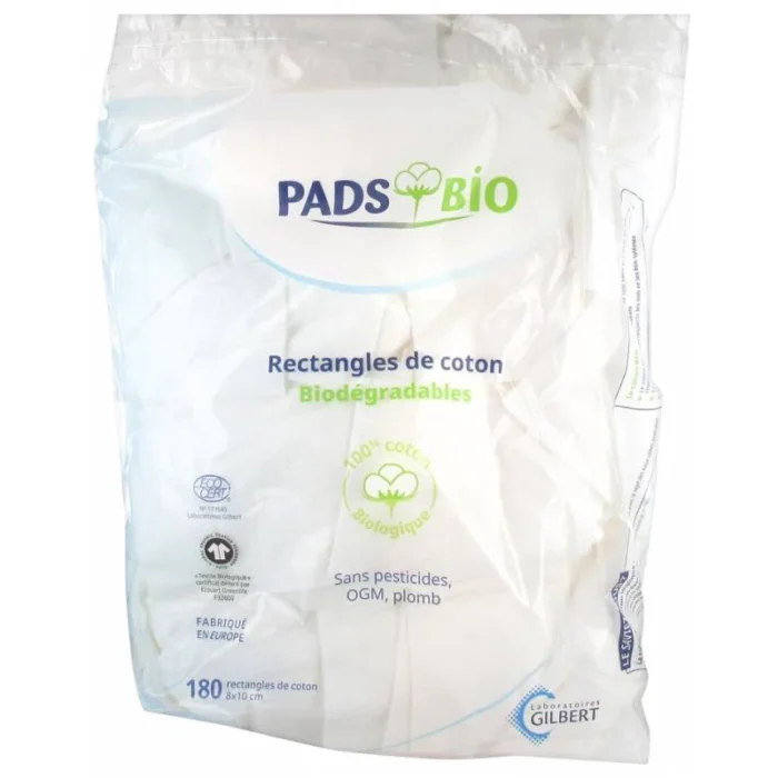 Gilbert Coton Pads Bio Sachet de 180 Rectangles