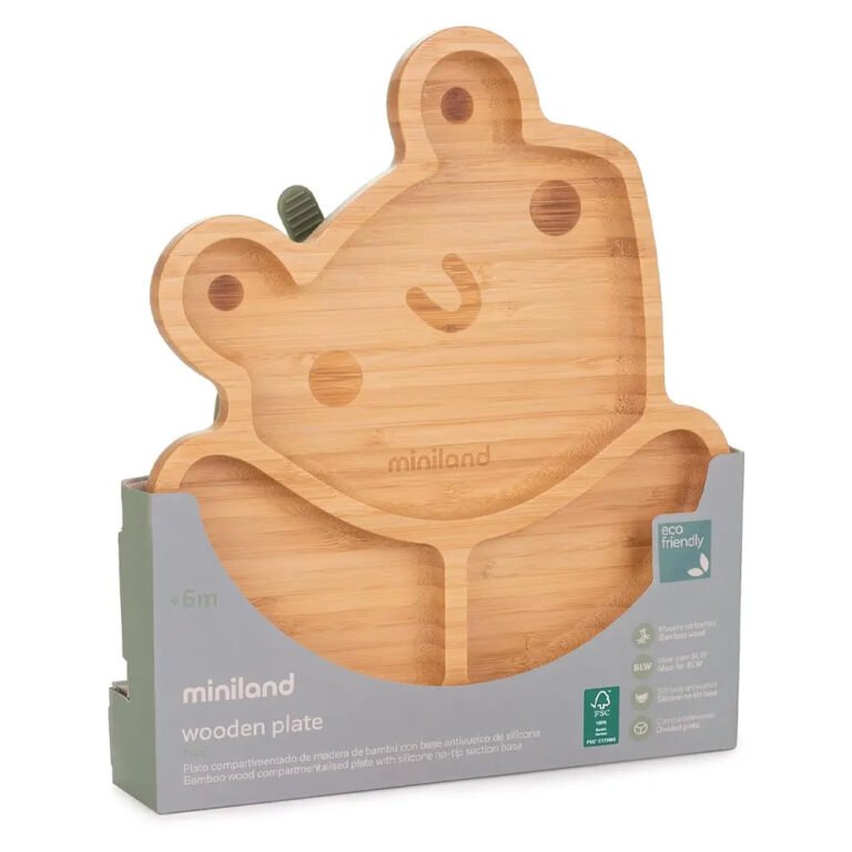 Miniland Assiette en Bois Grenouille
