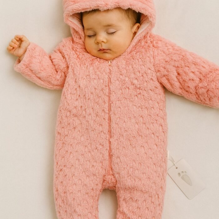 Combinaison chaude en peluche rose