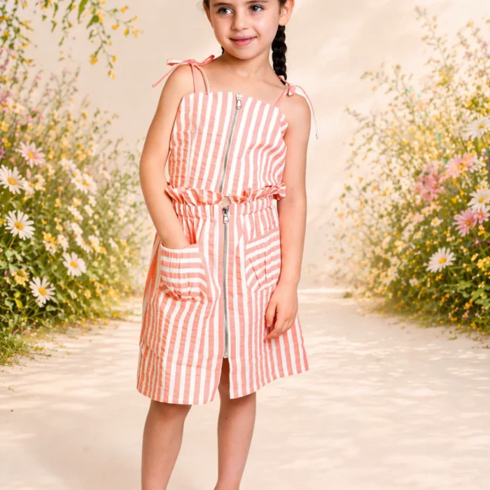 Robe rayée corail – Fraîcheur NOORY