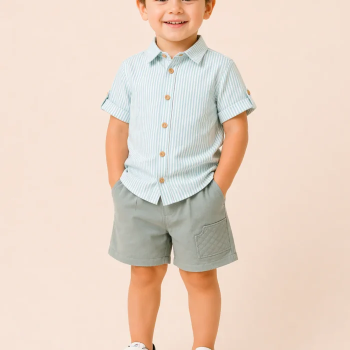 chemise rayée & short – Élégance & confort NOORY
